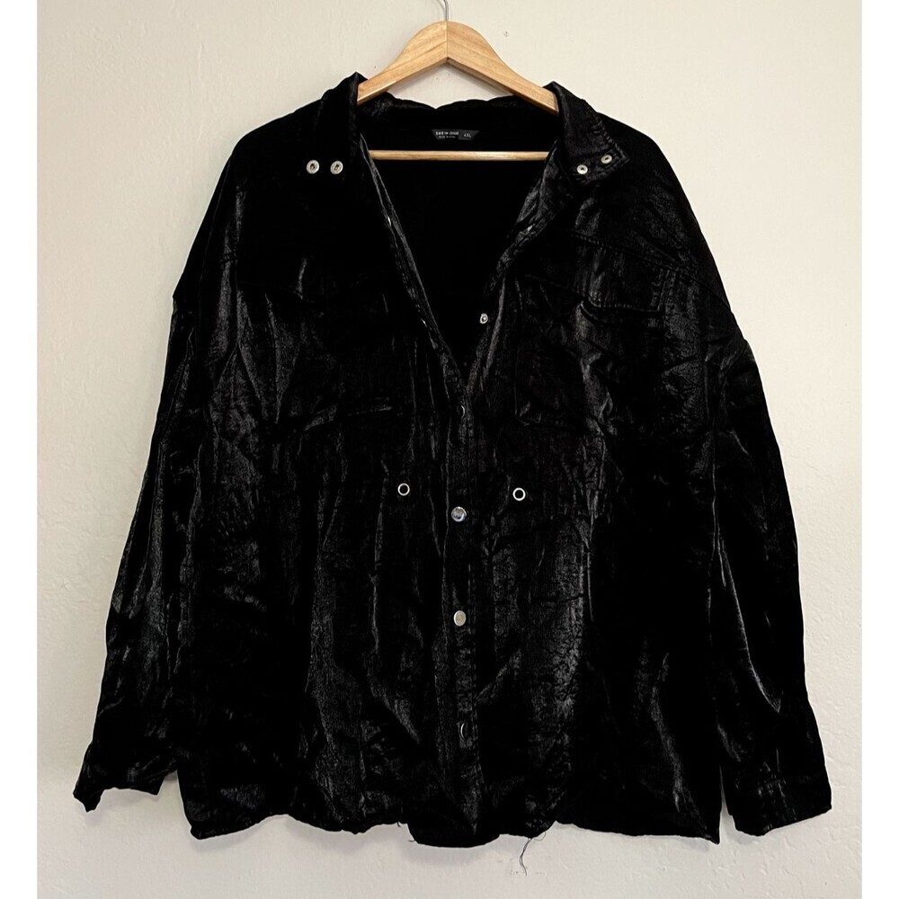 Shein Curve Womans Sheen Jacket Size 4XL Button Up Gothcore‎ Grunge Classic
